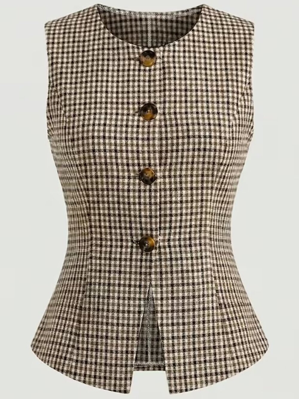 Plaid Sleeveless Vest + Wide Leg Pants Set - Picture 2 of 4